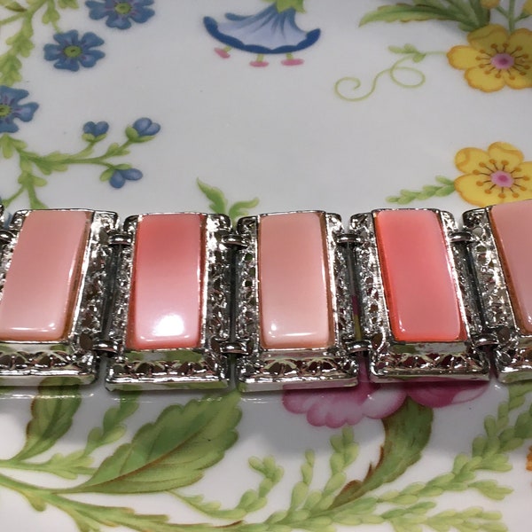 Vintage PAM Shades Of Pink Thermoset Panel Bracelet