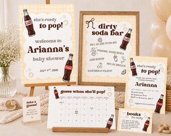 Listo para explotar: paquete de regalo para baby shower con temática de refrescos vintage (descarga digital)