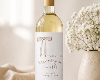 Combina a la perfección con el anuncio de la llegada de la tía, la abuela o la madrina (Anuncio de bebé) - Etiqueta de vino personalizada