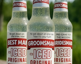 Etiquetas de Smirnoff Ice para propuestas de boda: padrino, dama de honor (juego)