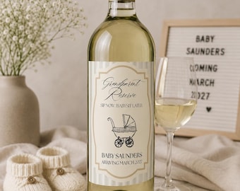 Etiqueta de vino para anunciar el embarazo de los abuelos / Pegatina para botella de vino "Reserva para abuelos" / Regalo para anunciar la llegada del bebé / Etiqueta de vino personalizada