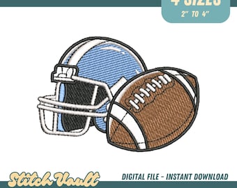 Fotboll och hjälm maskinbroderifil, matchdagsbroderidesign, sportbroderimönster, digitalt mönster direkt nedladdning i zip