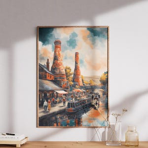 Stoke-on-Trent Watercolours Poster Print – Vintage Pottery & Trentham Gardens Poster, Stoke Travel Wall Art, Stoke-on-Trent Poster