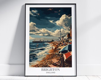 Brighton Poster Print – Brighton Pier poster, Brighton wall art, England wall art decor, Brighton travel poster, UK print, Brighton city art