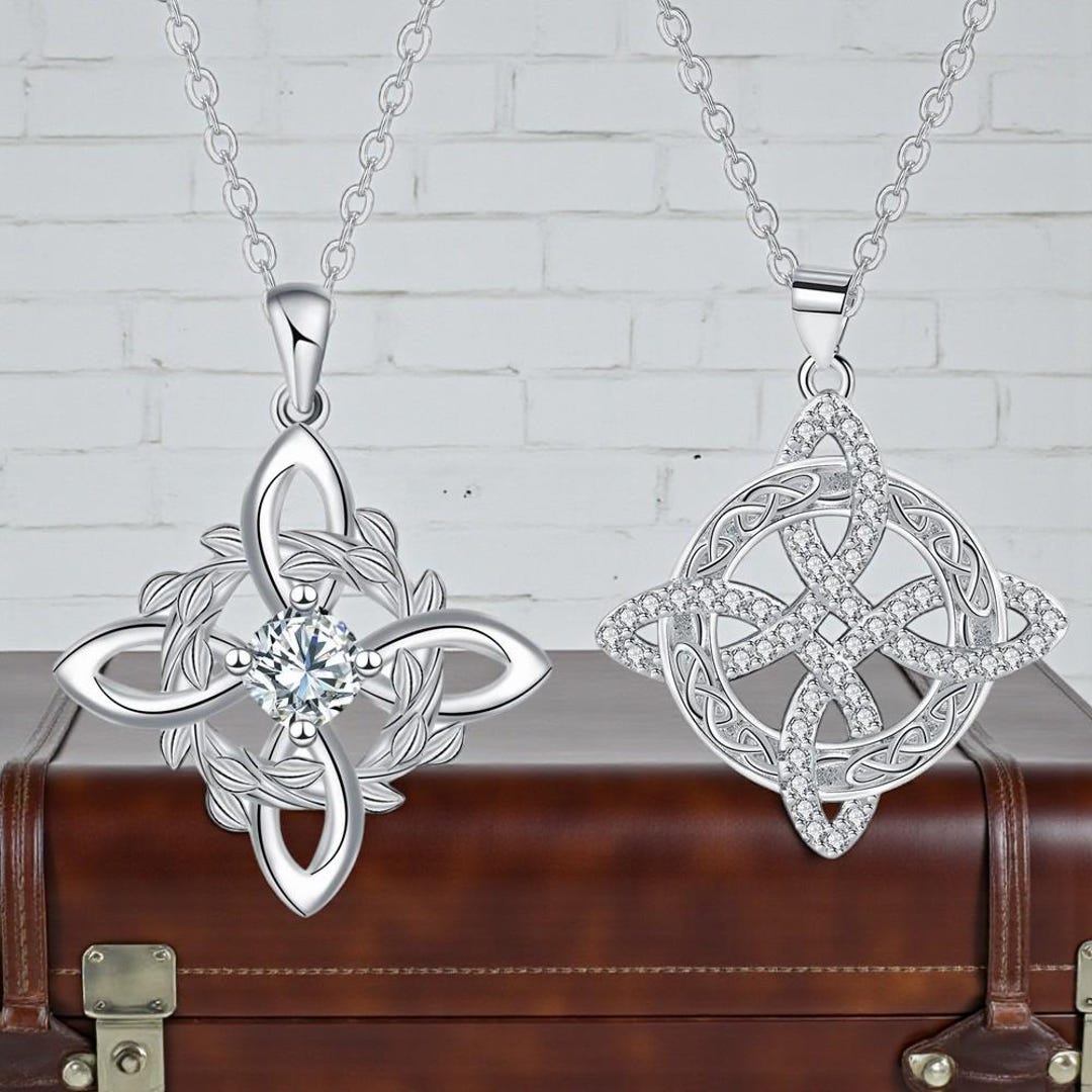 925 Thai Silver Witch Knot Necklace | Trinity Knot Zircon Pendant ...