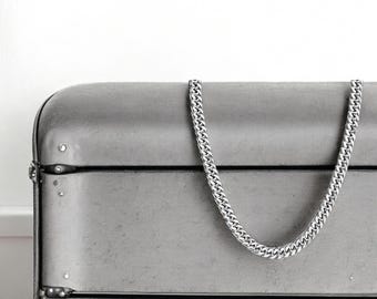 Collar de cadena cubana gruesa de acero inoxidable y plata estilo hip hop para hombres y niños, de 3 a 9 mm, regalo de joyería clásica.