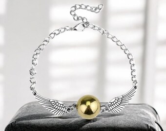 Golden Snitch Bracelet | Handmade Wizard Wing Charm, Fan Gift