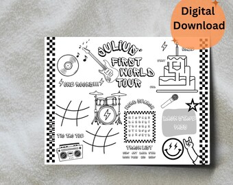 Rock and Roll Birthday Activity Sheet: Kids Coloring Page (Instant Download)