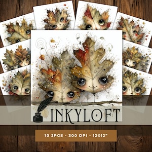 Fairy Groves Leaves - 10 High Res Whimsical Autumn Leaf Spirit Clipart | Enchanted Fall Ephemera for Junk Journals, Scrapbooking & Crafts