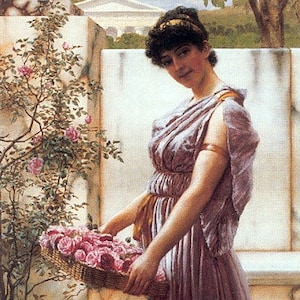 The Flowers of Venus - Kruissteekpatroon, pdf-formaat, bezorgd per e-mail, John William Godward, kunstkruissteek