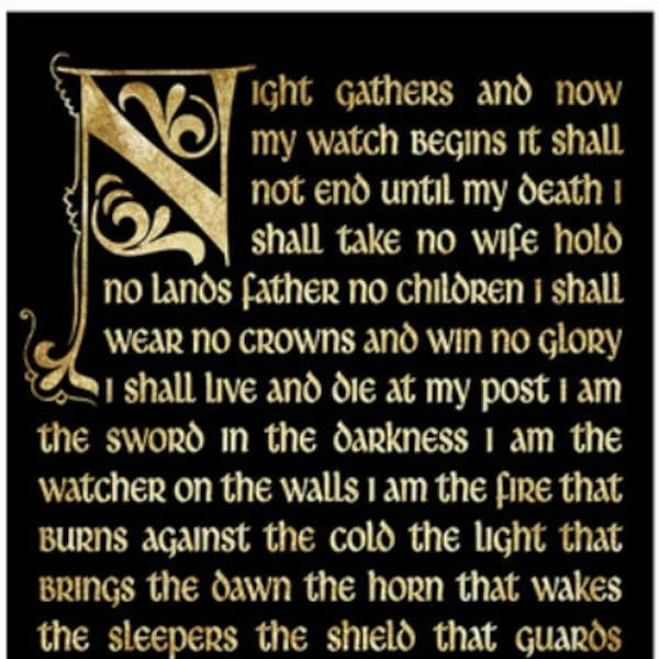 Nightwatch Oath - Game of Thrones - Cross stitch pattern, pdf format, Delivered by email, Game of Thrones cross stitch, Movies cross stitch