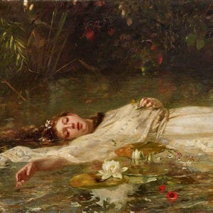 Ophelia - Korsstygnsmönster, pdf-format, Levereras via e-post, Friedrich Wilhelm Theodor Heyser, Tillgängliga storlekar i beskrivningen