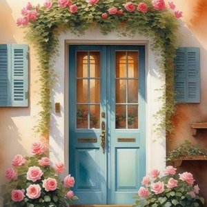 Door 1 - Cross stitch pattern, pdf format, Delivered by email, Doors and windows cross stitch
