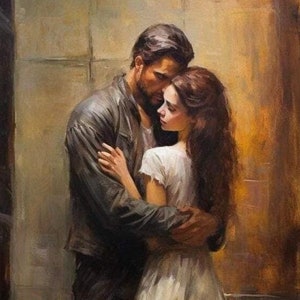 Romantic Couple - Cross stitch pattern, pdf format, Delivered by email, Modern cross stitch, Contemporary Art cross stitch