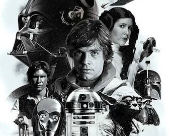 Star Wars Black and White - Cross stitch pattern, pdf format, Delivered by email, Star Wars cross stitch, Black and White cross stitch