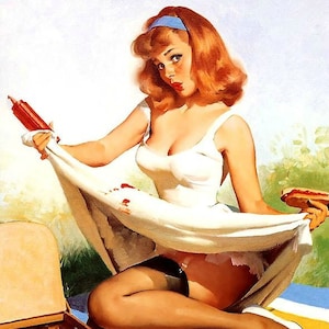 Red, White and Blue - Cross stitch pattern, pdf format, Delivered by email, Gil Elvgren, Pin Ups cross stitch
