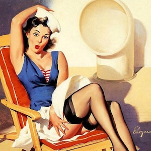 Pin Up Sailor - Cross stitch pattern, pdf format, Delivered by email, Gil Elvgren, Pin Ups cross stitch
