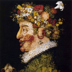 Lente, Arcimboldo - kruissteekpatroon, pdf-formaat, bezorgd per e-mail, Giuseppe Arcimboldo, kunstkruissteek