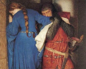 The Meeting on the Turret Stairs - Cross stitch pattern, pdf format, Frederick William Burton, Art cross stitch
