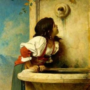 Roman Girl At a Fountain - Cross stitch pattern, pdf format, Delivered by email, Léon Bonnat, Art cross stitch