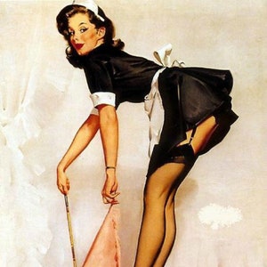 Clean Sweep - Cross stitch pattern, pdf format, Delivered by email, Gil Elvgren, Pin Ups cross stitch