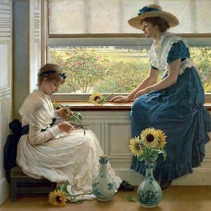Sun and Moon Flowers - Kruissteekpatroon, pdf-formaat, bezorgd per e-mail, George Dunlop Leslie, kunst kruissteek, kruissteekkunst