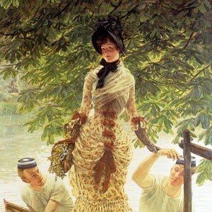 On the Thames - Cross stitch pattern - pdf format - Delivered by email - James Tissot - Art cross stitch