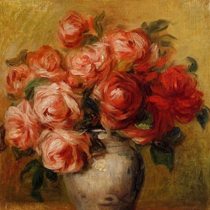 Stilleven met rozen, Renoir - kruissteekpatroon, pdf-formaat, bezorgd per e-mail, kruissteek bloemen, kruissteek rozen