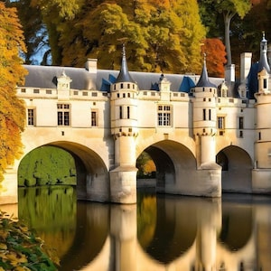 Château de Chenonceau - Kruissteekpatroon, pdf-formaat, bezorgd per e-mail, kruissteek kastelen, kruissteek historische monumenten, kruissteek historische monumenten