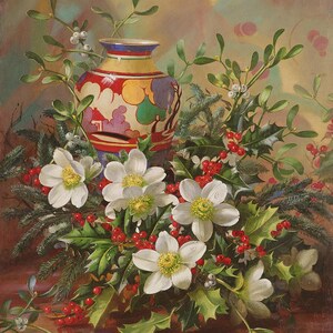 Winterbloemen - kruissteekpatroon, pdf-formaat, bezorgd per e-mail, Albert Williams, kruissteek bloemen, kruissteek stilleven