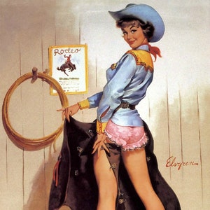 Pin Up Rodeo - Cross stitch pattern, pdf format, Delivered by email, Gil Elvgren, Pin Ups cross stitch