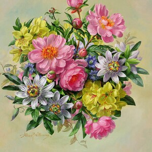 Hommage aan Hare Majesteit de Koningin-moeder - II - Kruissteekpatroon, pdf-formaat, bezorgd per e-mail, Albert Williams, kruissteek bloemen