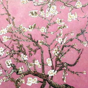 Amandelbloesems in roze - Kruissteekpatroon, pdf-formaat, bezorgd per e-mail, Vincent van Gogh, kunst kruissteek, bloemen kruissteek