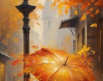 Autumn in the City - Cross stitch pattern, pdf format, Delivered by email, Modern cross stitch, Contemporary Art, Autumn cross stitch
