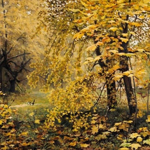 Golden Forest - Cross stitch pattern, pdf format, Delivered by email, Landscape cross stitch pattern, Forest cross stitch pattern