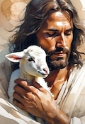 Jesus Christ, The Good Shepherd - Cross stitch pattern, pdf format, Delivered by email, Jesus Christ cross stitch pattern product logo