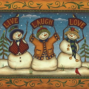 Live, Laugh, Love - Cross stitch pattern - pdf format - Delivered by email, Snowman cross stitch