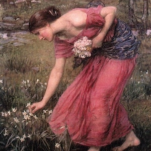 Narcis - Kruissteekpatroon, pdf-formaat, bezorgd per e-mail, John William Waterhouse, Kunst kruissteek, Kruissteekkunst