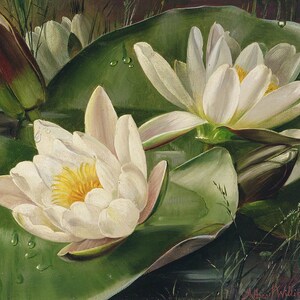 Waterlelies schilderij - kruissteekpatroon - pdf-formaat - geleverd per e-mail - dit is geen pakket - Albert Williams - kruissteek bloemen