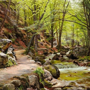 Een bos bij Ilsenburg in de Harz - kruissteekpatroon, pdf-formaat, bezorgd per e-mail, Peder Mork Monsted, kruissteek landschappen