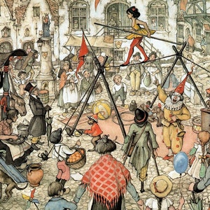 Circus - Cross stitch pattern, pdf format, Delivered by email, Anton Pieck, Art cross stitch, circus cross stitch