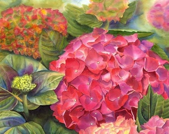 Hortensia rosa - Patrón de punto de cruz, formato pdf, Envío por email, Flores en punto de cruz, Hortensias en punto de cruz
