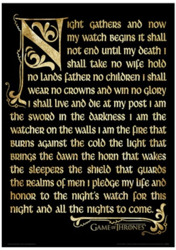 Nightwatch Oath Game Of Thrones Cross Stitch Pattern Pdf Etsy