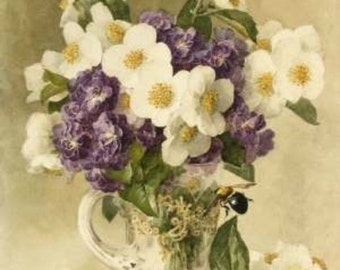 Apple Blossoms and Violets - Cross stitch pattern - pdf format - Delivered by email - This is not a kit