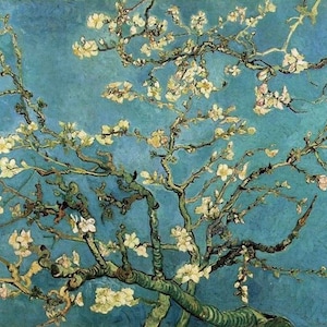 Amandelbloesems - kruissteekpatroon, pdf-formaat, bezorgd per e-mail, Vincent van Gogh, bloemen kruissteek, kunst kruissteek
