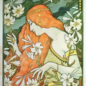 L&#39;Ermitage - Cross stitch pattern, pdf format, Delivered by email, Paul Berthon, Art Nouveau cross stitch