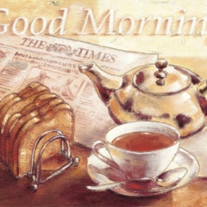 Good Morning - Cross stitch pattern, pdf format, Delivered by email, Modern cross stitch, Kitchen Decor cross stitch