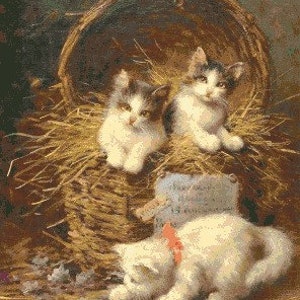 Kittens in a Basket Cross stitch pattern pdf format image 3