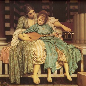 Music Lesson - Cross stitch pattern, pdf format, Delivered by email, Lord Frederick Leighton, Art cross stitch pattern
