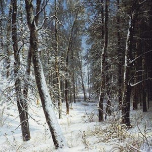 Winter in a Forest - Cross stitch pattern, pdf pattern, Delivered by email, Ivan Shishkin, Landscapes cross stitch. Art cross stitch